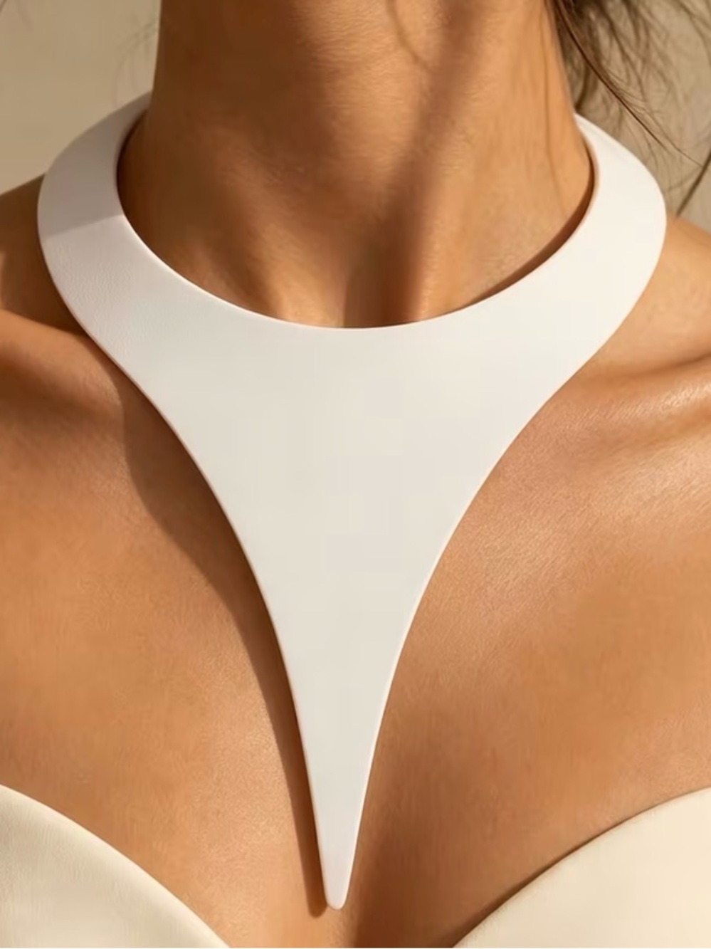 Minimalist White V-Tip Statement Necklace